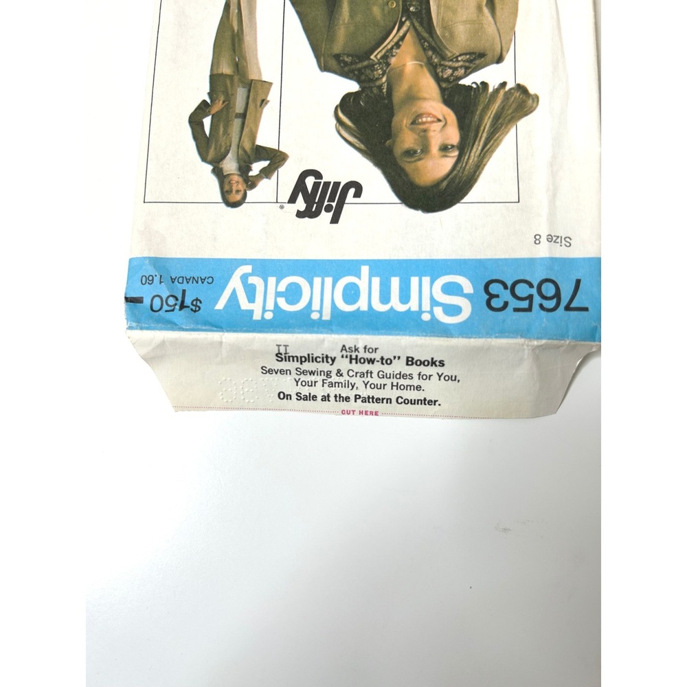 Simplicity 7653 NEW Sewing Pattern Size 8 1970s Jiffy Top Pants Set - Picture 3 of 3